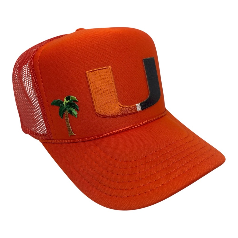 NEW VINTAGE STYLE MIAMI HURRICANES PALM TREE TRUCKER HAT CAP ADULT SIZE C…